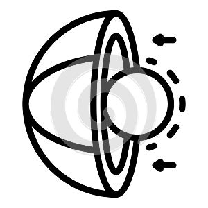 Sectional core and planet icon, outline style