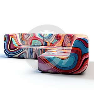 Sectional Sofa: Algorithmic Art On White Background