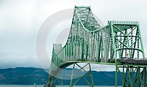 Sectional truss arch bridge at mouth of Columbia River