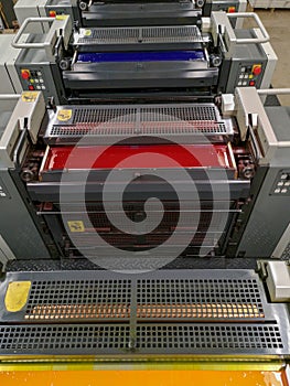 Sections of printing machines.