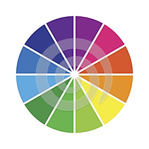 Sector color wheel. Multi-colored wheel. Segmented palette. Round multicolored chart. Vector illustration