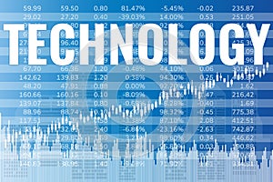 Sector Technology on stock market on blue finance background