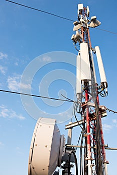 Sector VHF antennas against the blue sky photo