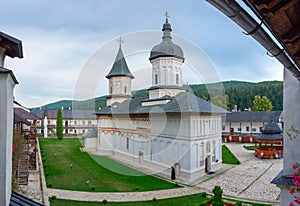 Secu monastery during a cloudy day in Romania