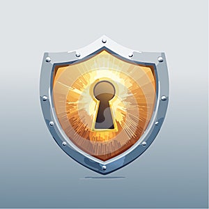 Secure Access Golden Shield Vector Icon