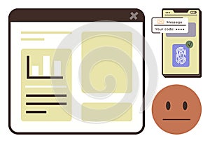 Secure Authentication Process with Fingerprint, OTP Code, and User Interface Elements