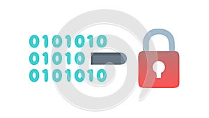 Secure Binary Code Lock Cybersecurity Icon, vector design Generative AI