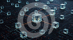 Secure blockchain network concept background