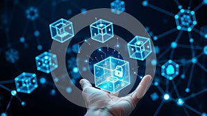 Secure Blockchain Network Concept with Floating Cubes