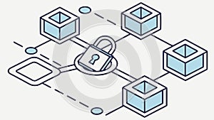 Secure Blockchain Padlock, Data Protection Encryption, vector design Generative AI