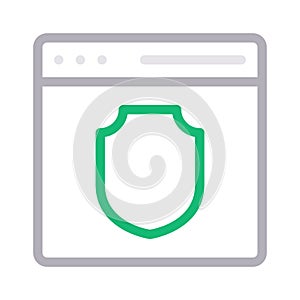 Secure browser thin color line vector icon