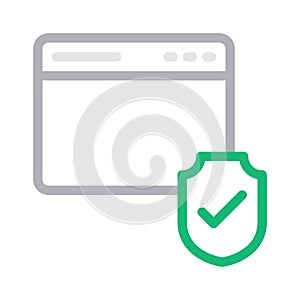 Secure browser thin color line vector icon