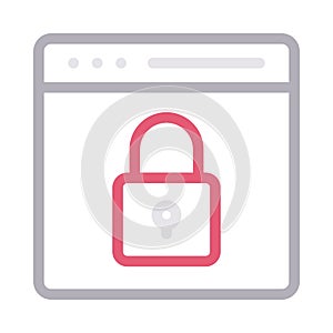 Secure browser thin color line vector icon