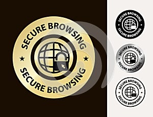 Secure browsing, privacy web browsing golden icon