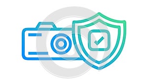 Secure Camera Shield Icon for Protection, vector design Generative AI
