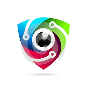 secure eye camera technology vector logo