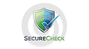 Secure Check Logo with Shield and Checkmark security