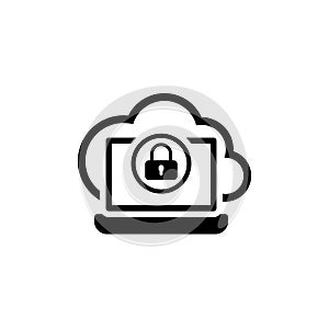 Secure Cloud Access Icon. Flat Design