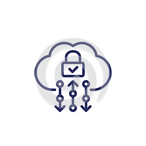 Secure cloud access, protected hosting line icon