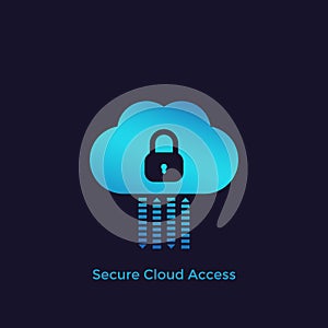 Secure cloud access, protected hosting vector icon