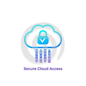 Secure cloud access, safe, protected hosting vector icon