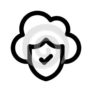 Secure cloud, cloud protection, cloud security icon design