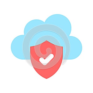 Secure cloud, cloud protection, cloud security icon design