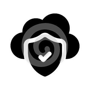 Secure cloud, cloud protection, cloud security icon design