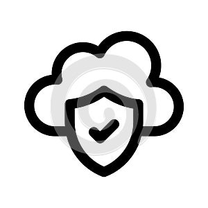 Secure cloud, cloud protection, cloud security icon design