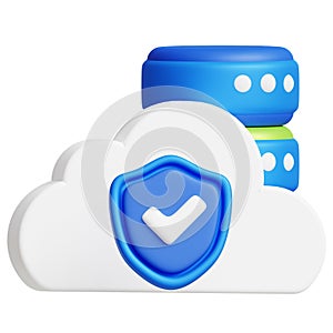 Secure cloud computing 3D icon
