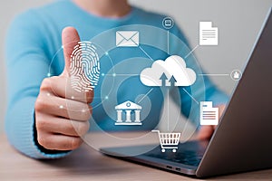 Cloud computing security with fingerprint authentication and data encryption for secure transactions