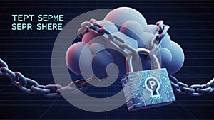 Secure Cloud Computing with Padlock and Chain Illustrating Data Protection and Cybersecurity