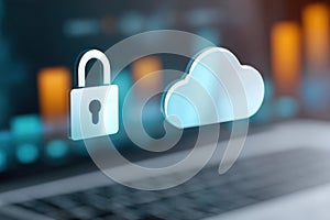 Secure cloud computing is protecting financial data with a digital padlock