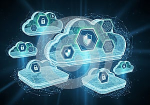 Secure cloud data protection isolated on white background