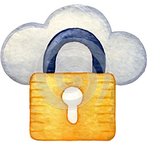 Secure Cloud Data Protection with Padlock Icon