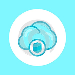 Secure cloud icon in flat style