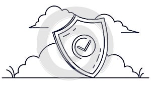 Secure Cloud Protection: Data Safety & Privacy, vector design Generative AI
