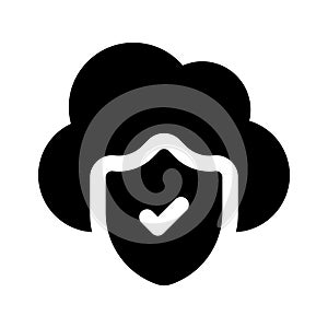 Secure cloud, cloud protection, cloud security icon design