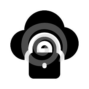 Secure cloud, cloud protection, cloud security icon design