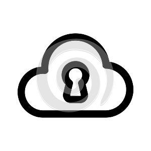 Secure cloud, cloud protection, cloud security icon design
