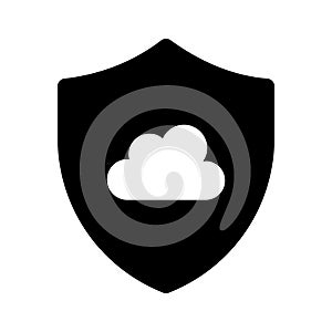 Secure cloud, cloud protection, cloud security icon design