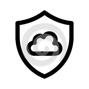 Secure cloud, cloud protection, cloud security icon design