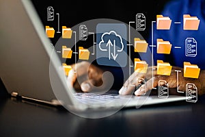 Secure Cloud Server Access: African-American IT Consultant Managing Online File