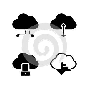 Secure cloud server connection solid icons