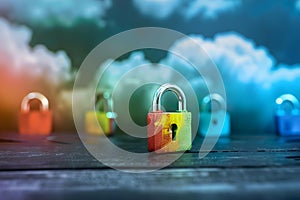 Concept Secure cloud storage with encryption protocols for global data protection and transfer photo