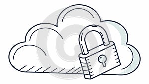 Secure cloud storage icon with a cloud and a padlock vector design Generative AI