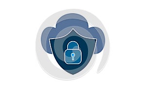 Secure Cloud Technology. Cloud and padlock. Protected cloud computing service concept. Vector Illustration of protected computer s