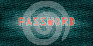 Secure coding Password technology background. Computer programming binary code. Hacker concept illustration