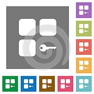 Secure component square flat icons