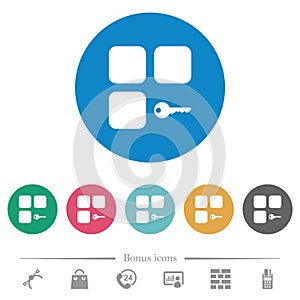 Secure component flat round icons